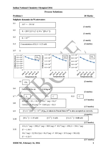 INChO 2016 Chemistry Solution from India Indian National Chemistry Olympiad