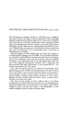 Political Thought in Europe, 1250–1450