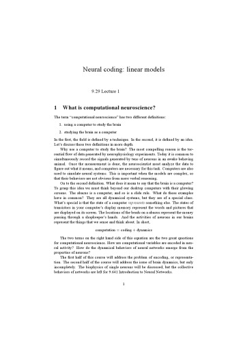 Computational Neuroscience [Mit Open CourseWare]