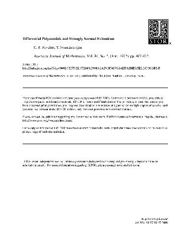Differential Polynomials and Strongly Normal Extensions