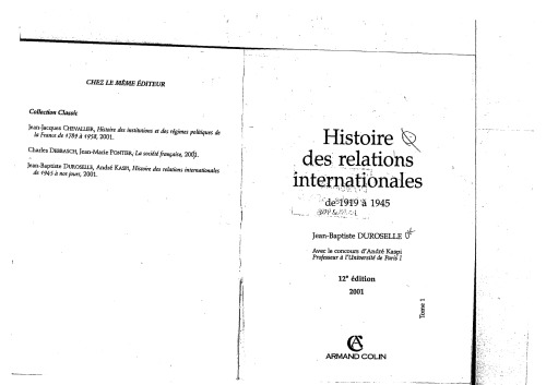 Histoire des relations internationales de 1919 à 1945