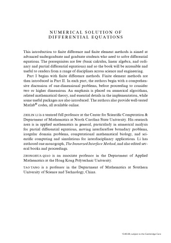 Numerical solution of differential equations : introduction to finite difference and finite difference and finite element methods