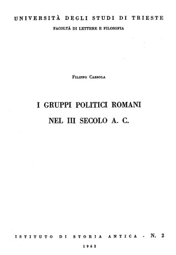 I Gruppi politici romani nel III secolo A.C.
