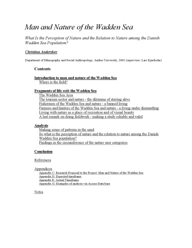 Man and Nature of the Wadden Sea