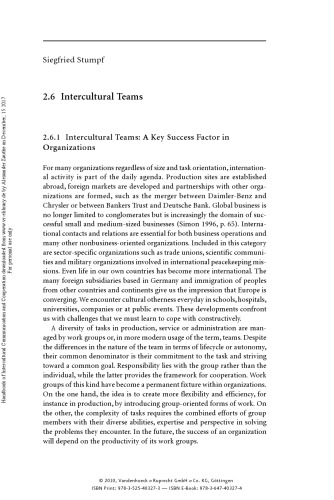 Handbook of Intercultural Communication and Cooperation: Basics and Areas of Application