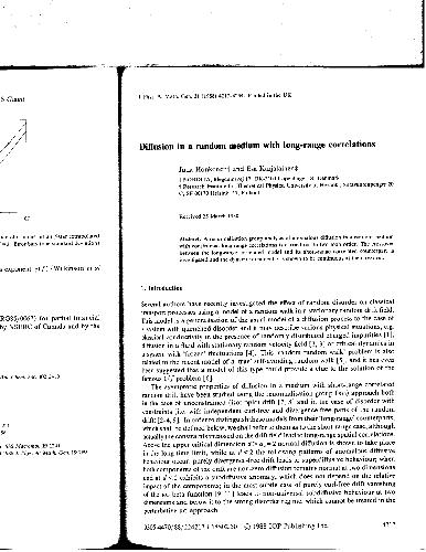 Diffusion in a random medium with long-range correlations