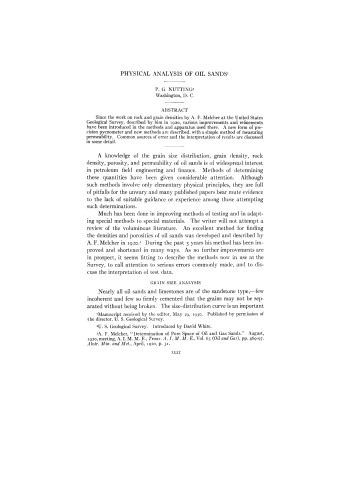 Physical Analysis of Oil Sand