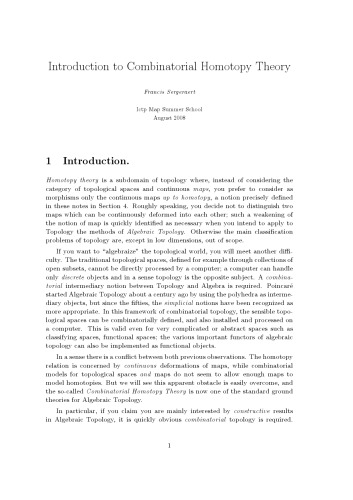 Introduction to Combinatorial Homotopy Theory