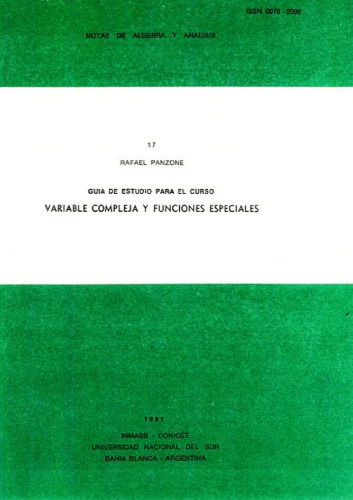 Guía de estudio para el curso: Variable compleja y funciones especiales