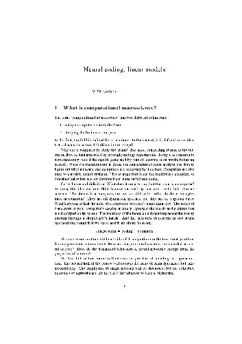 Introduction to Computational Neuroscience