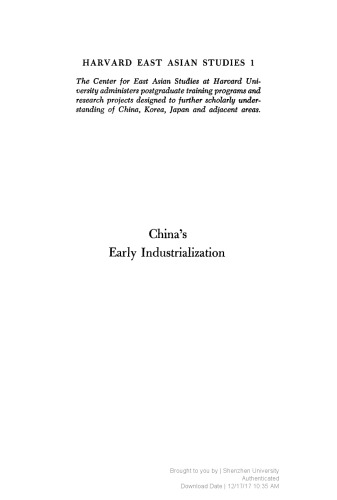 China’s Early Industrialization: Sheng Hsuan-huai (1844–1916) and Mandarin Enterprise