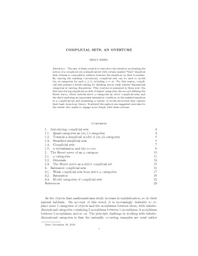 Complicial sets, an ouverture