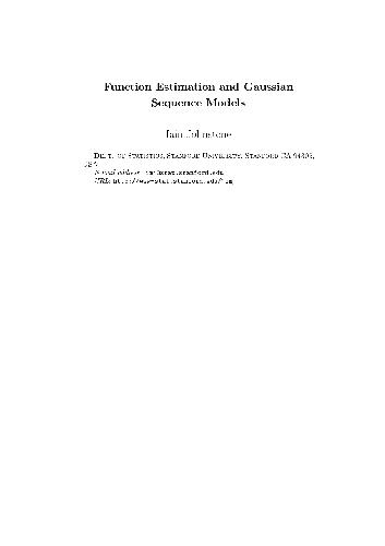 Function estimation and Gaussian sequence Models