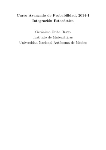 Curso Avanzado de Probabilidad - Integracion Estocastica