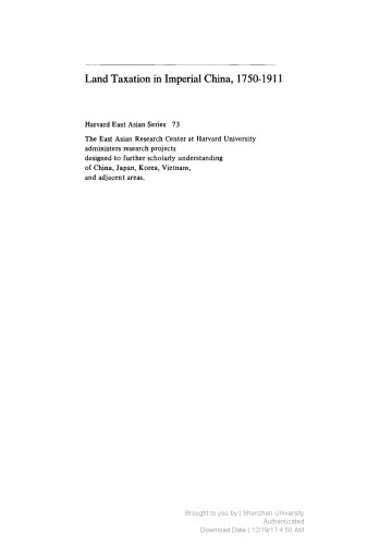Land Taxation in Imperial China, 1750–1911