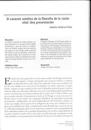 el carácter estético de la filosofía de la razón vital