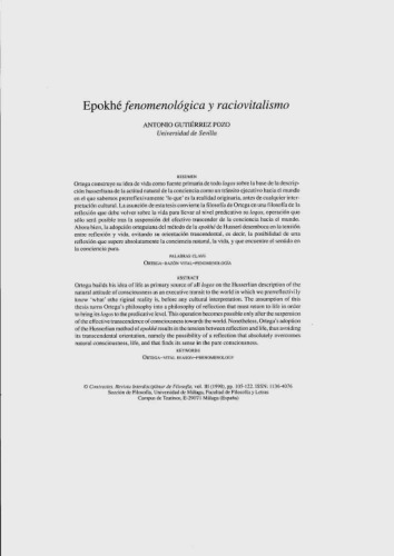 Epoje fenomenologica y raciovitalismo