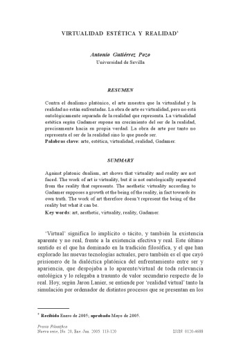 virtualidad estetica y realidad