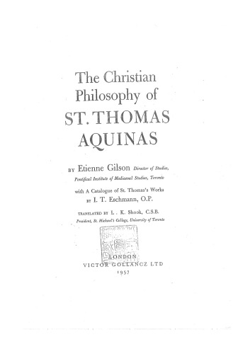 The Christian Philosophy of St. Thomas Aquinas