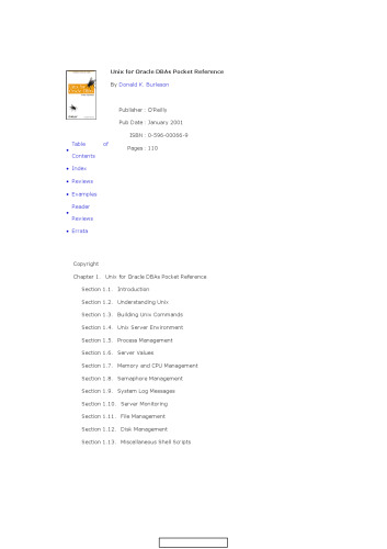 Unix for Oracle Dbas Pocket Reference