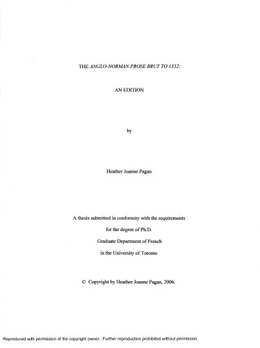 The Anglo-Norman Prose Brut to 1332 : An edition