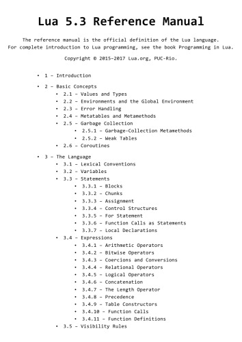 Lua 5.3 Reference Manual