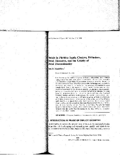Mandelbrot Fractas in Physics