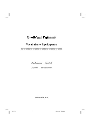 Qyolb’aal Pqtinmit Vocabulario maya Sipakapense