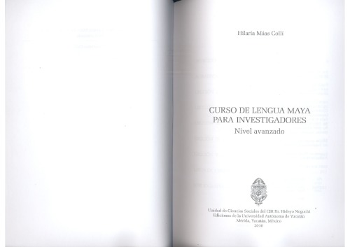 Curso de lengua maya para investigadores: nivel avanzado