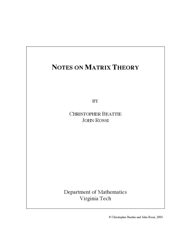 Notes on matrix theory [lecture notes]