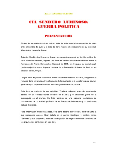 CIA, Sendero Luminoso : guerra política