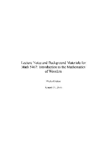 Introduction to the Mathematics of Wavelets