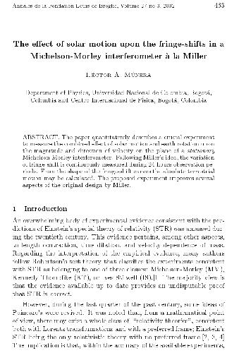 The effect of solar motion upon the fringe-shifts in a Michelson-Morley interferometer a la Miller