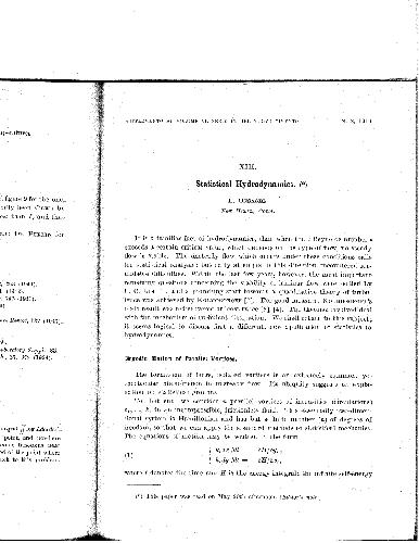 Statisctical hydrodynamics Nuovo Cimento
