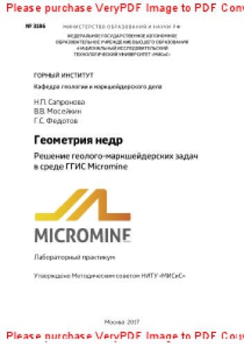 Геометрия недр. Решение геолого-маркшейдерских задач в среде ГГИС Micromine