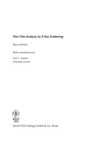 Thin film analysis by X-ray scattering