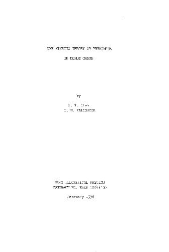 Kinetic theory Dense Gases