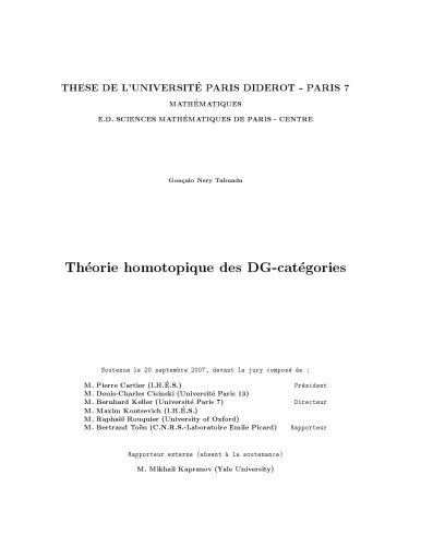 Théorie homotopique des DG-catégories [PhD thesis]