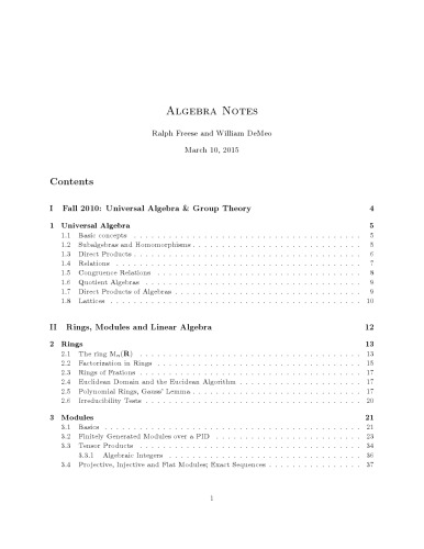 Algebra Notes [lecture notes]