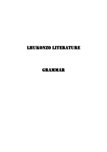 Lhukonzo literature. Grammar