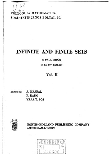 Infinite and Finite Sets: To Paul Erdös on his 60th birthday