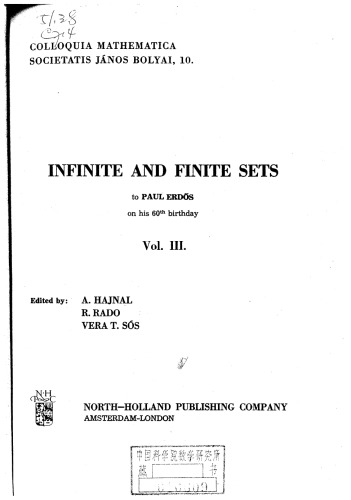 Infinite and Finite Sets: To Paul Erdös on his 60th birthday