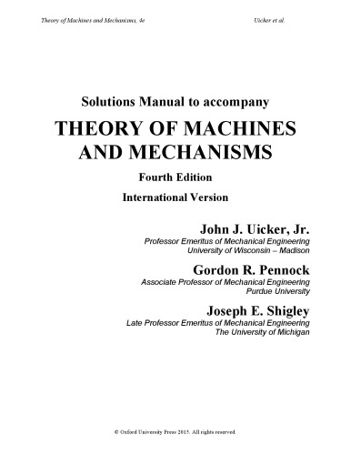 Theory Of Machine And Mechanisms Si Edition solution manual