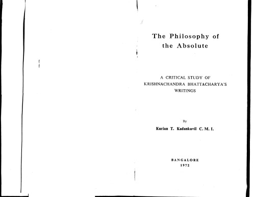 The Philosophy of the Absolute according to Krishnachandra Bhattacharya