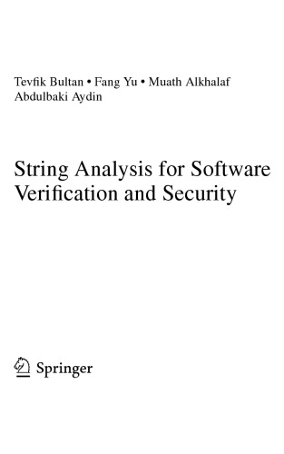String Analysis for Software Verification and Security