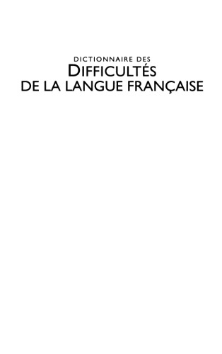 Dictionnaire des difficultés de la langue française