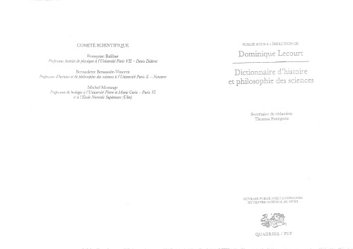 Dictionnaire d’histoire et philosophie des sciences