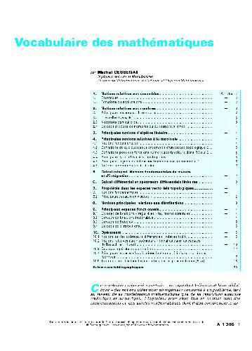 Vocabulaire des mathematiques