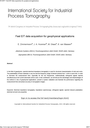 Fast EIT data acquisition for geophysical applications