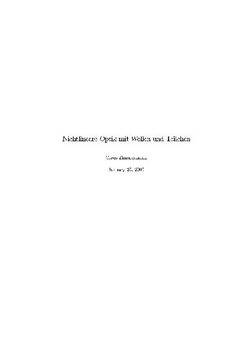 Nichtlineareoptik mit Wellen und Teilchen